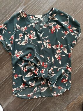 Beacon Green Floral Sleeveless Top with Pink Accents